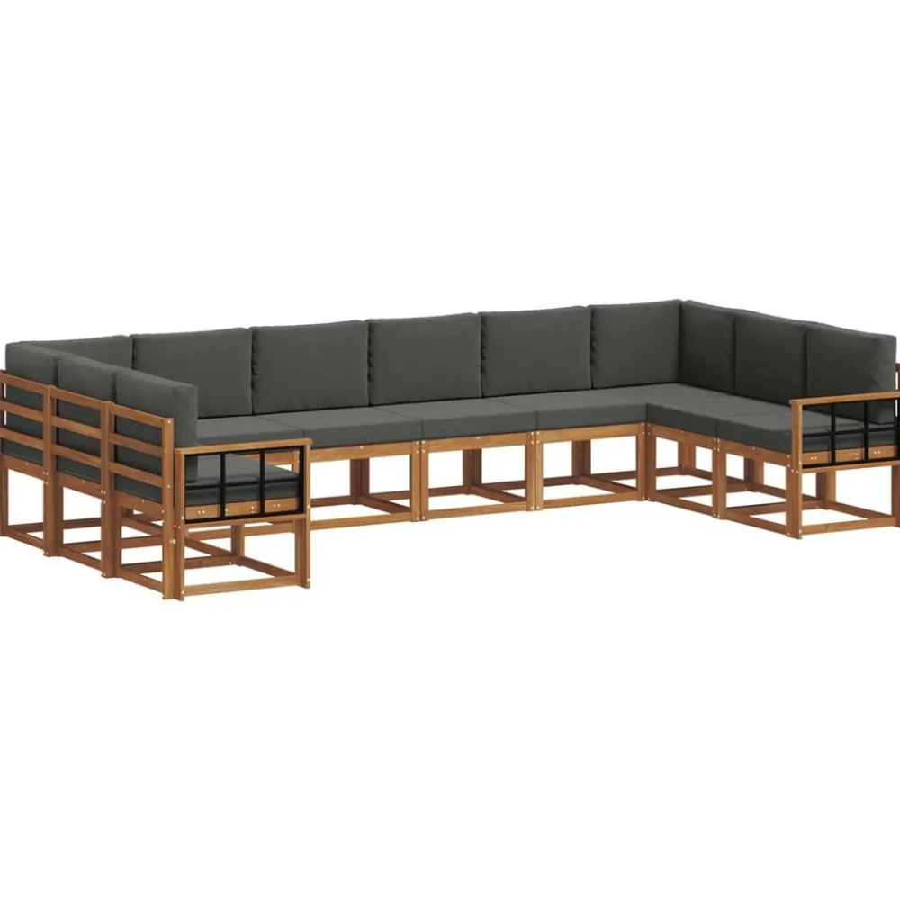 Ensembles De Meubles-vidaXL Ensemble de canapés d'extérieur 10 pcs Naturel et anthracite