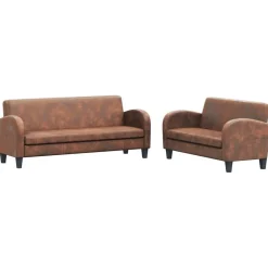 Canapés-vidaXL Ensemble de canapés 2 pcs Daim synthétique Marron