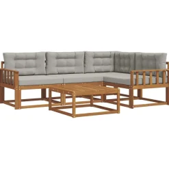 vidaXL Ensemble de canapés d'extérieur 5 pcs Gris Naturel et Clair