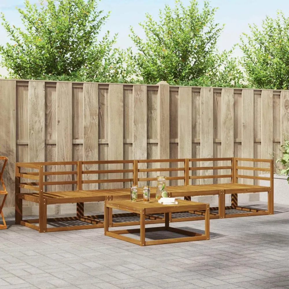 Ensembles De Meubles-vidaXL Ensemble de canapés d'extérieur 5 pcs Naturel
