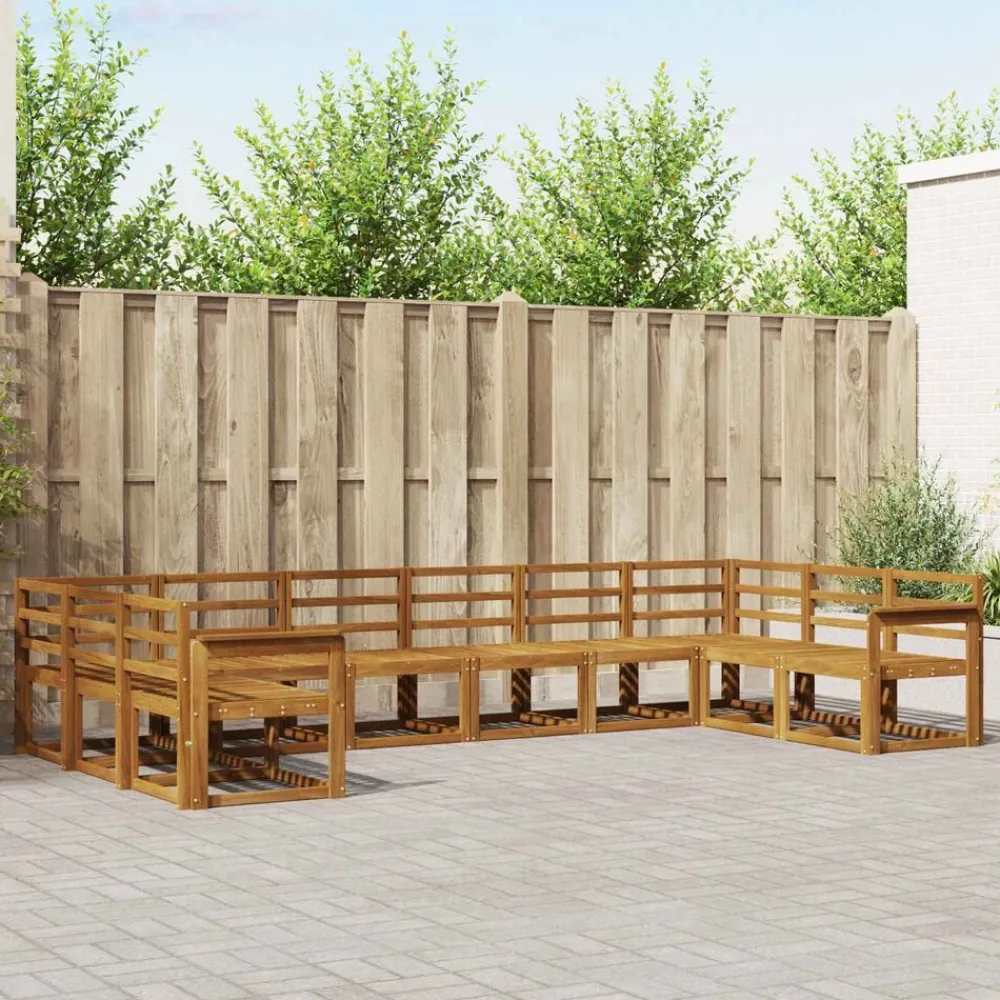 Ensembles De Meubles-vidaXL Ensemble de canapés d'extérieur 10 pcs Naturel