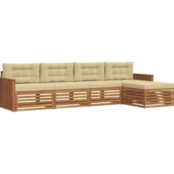 Ensembles De Meubles-vidaXL Ensemble de canapés d'extérieur 5 pcs Naturel et beige