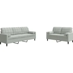 Canapés-vidaXL Ensemble de canapés 2 pcs et coussins et traversins velours Gris clair