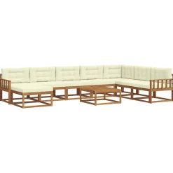 vidaXL Ensemble de canapés d'extérieur 9 pcs Naturel et Crème