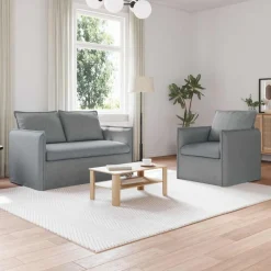 Canapés-vidaXL Ensemble de Canapés 2 pcs 136 x 82 x 85 cm Tissu Gris clair