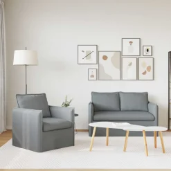 Canapés-vidaXL Ensemble de Canapés 2 pcs 136 x 82 x 85 cm Tissu Gris clair