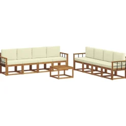 Ensembles De Meubles-vidaXL Ensemble de canapés d'extérieur 9 pcs Naturel et Crème Naturel et cr&egrave;me