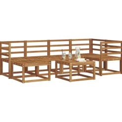 Ensembles De Meubles-vidaXL Ensemble de canapés d'extérieur 7 pcs Gris Naturel et Clair Gris clair et naturel