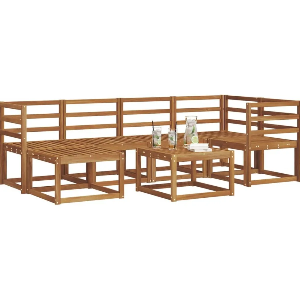 Ensembles De Meubles-vidaXL Ensemble de canapés d'extérieur 7 pcs Gris Naturel et Clair Gris clair et naturel