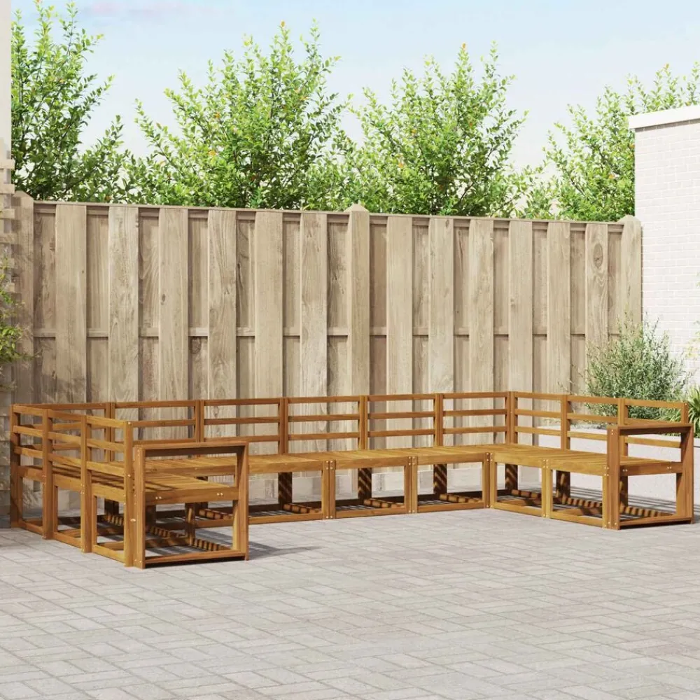 Ensembles De Meubles-vidaXL Ensemble de canapés d'extérieur 10 pcs Naturel