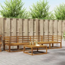 vidaXL Ensemble de canapés d'extérieur 5 pcs Naturel et Beige