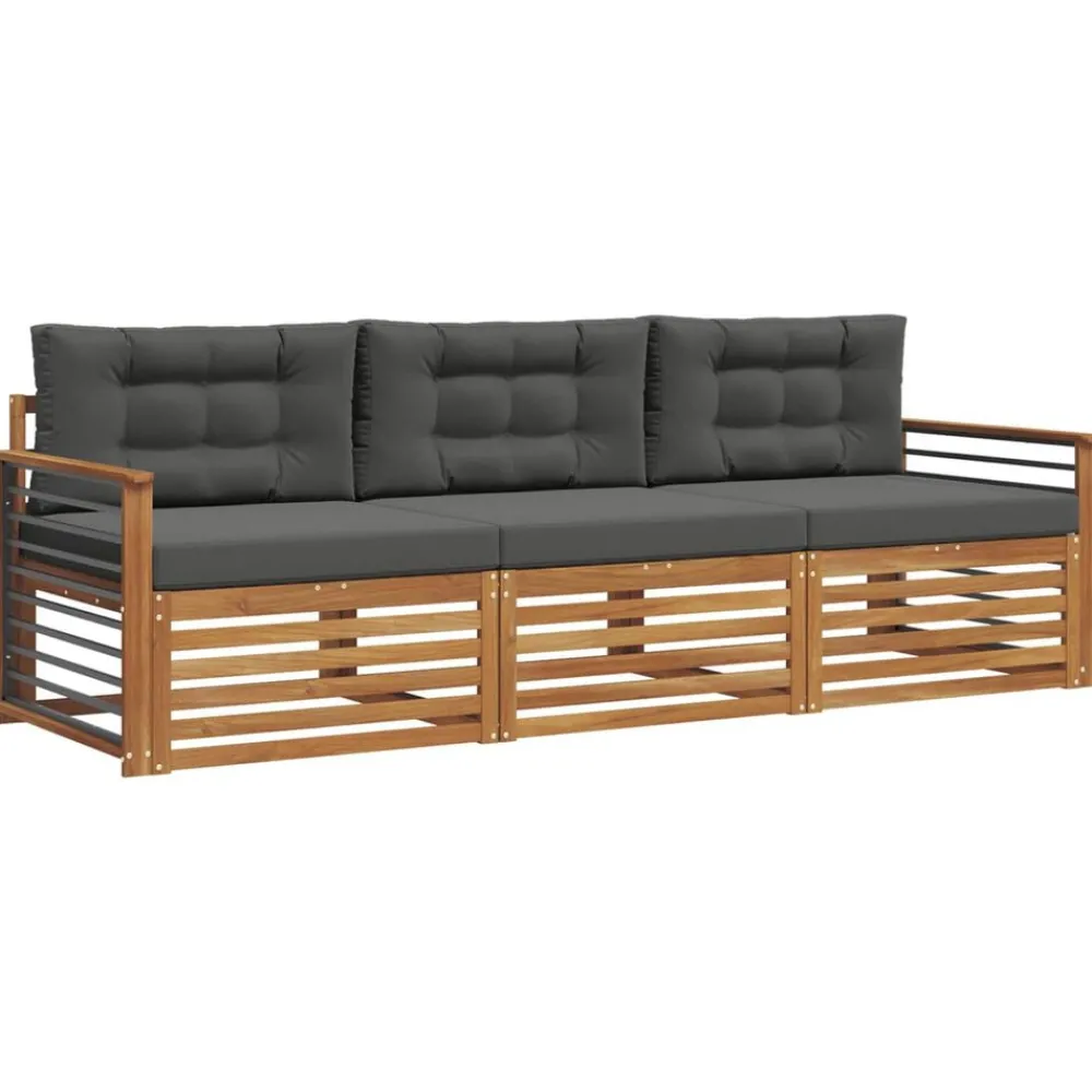 Ensembles De Meubles-vidaXL Ensemble de canapés d'extérieur 3 pcs Naturel et anthracite