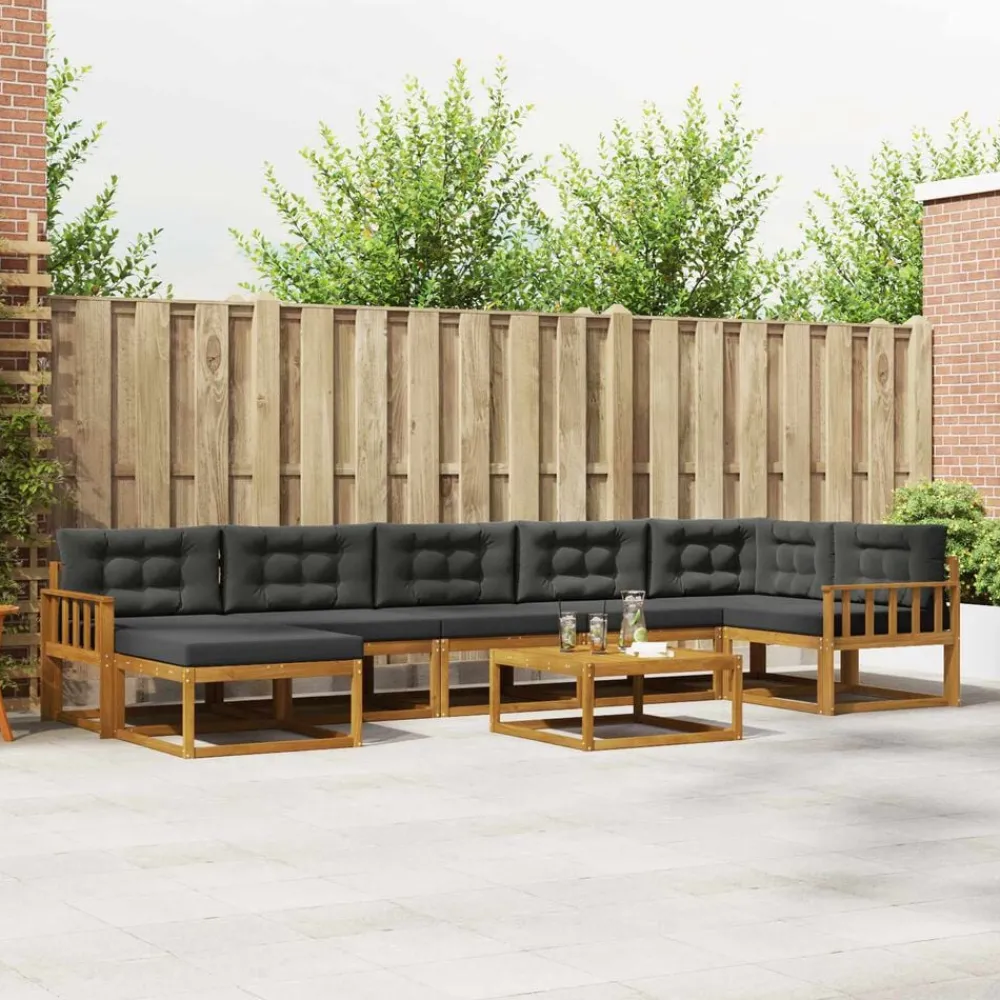 Ensembles De Meubles-vidaXL Ensemble de canapés d'extérieur 8 pcs Naturel et anthracite