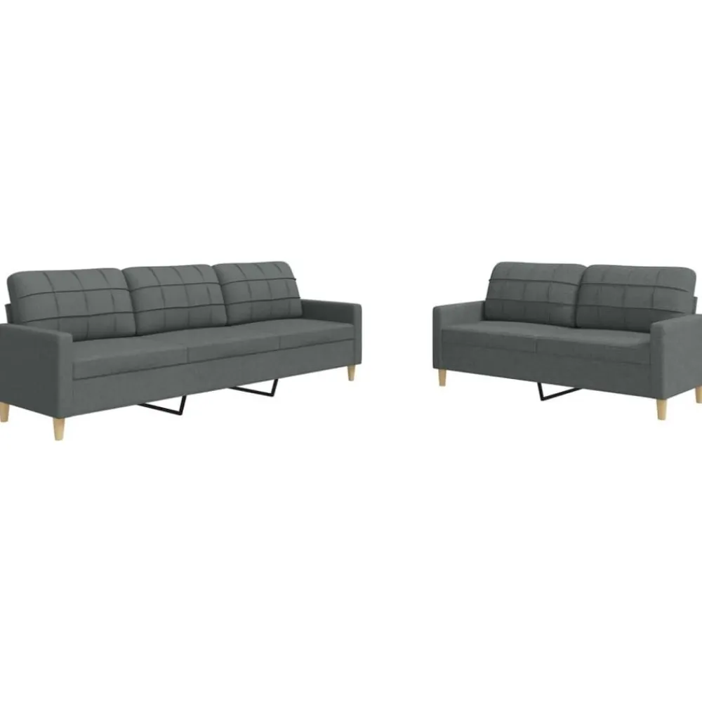 Canapés-vidaXL Ensemble de canapés 2 pcs tissu Gris foncé
