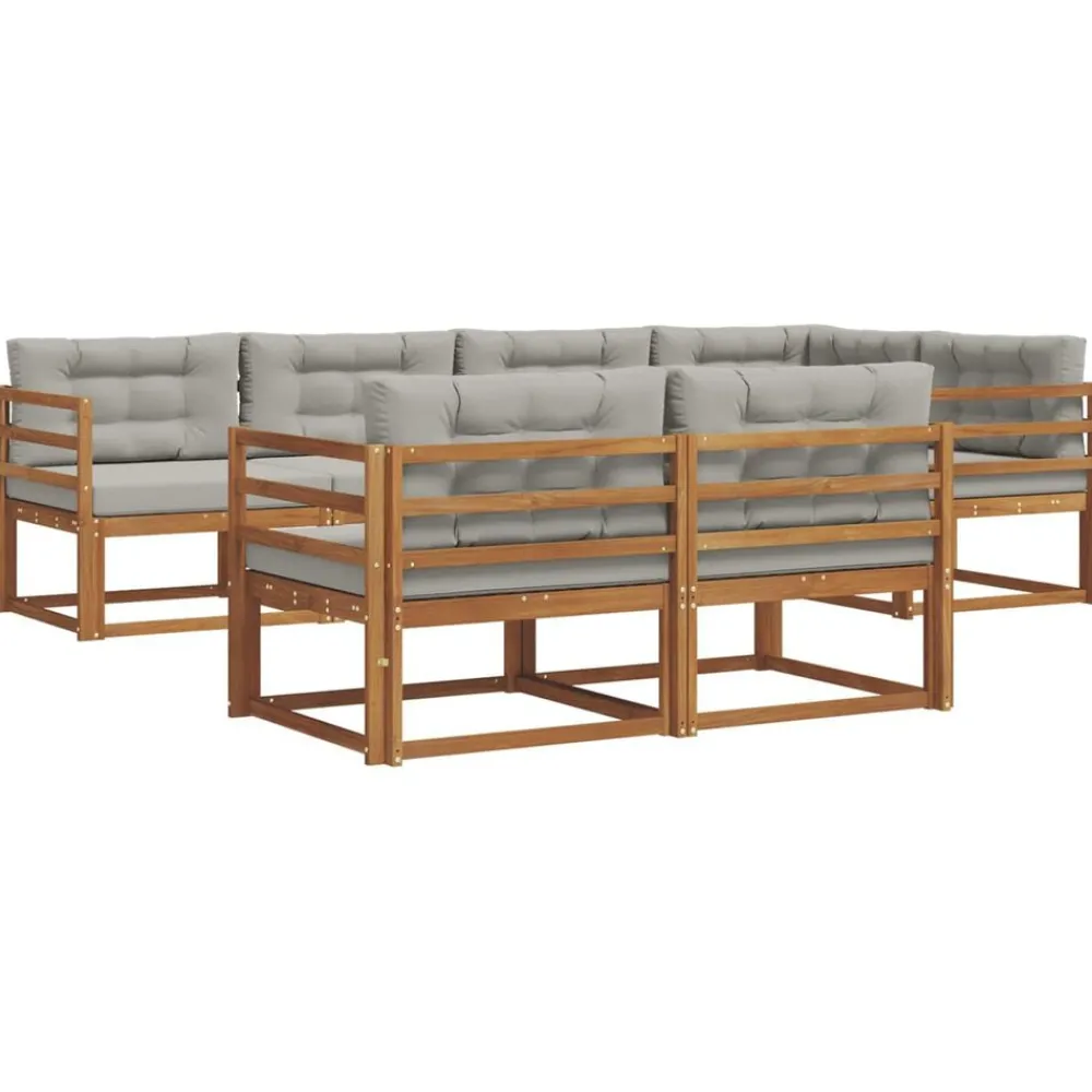 vidaXL Ensemble de canapés d'extérieur 7 pcs Gris Naturel et Clair