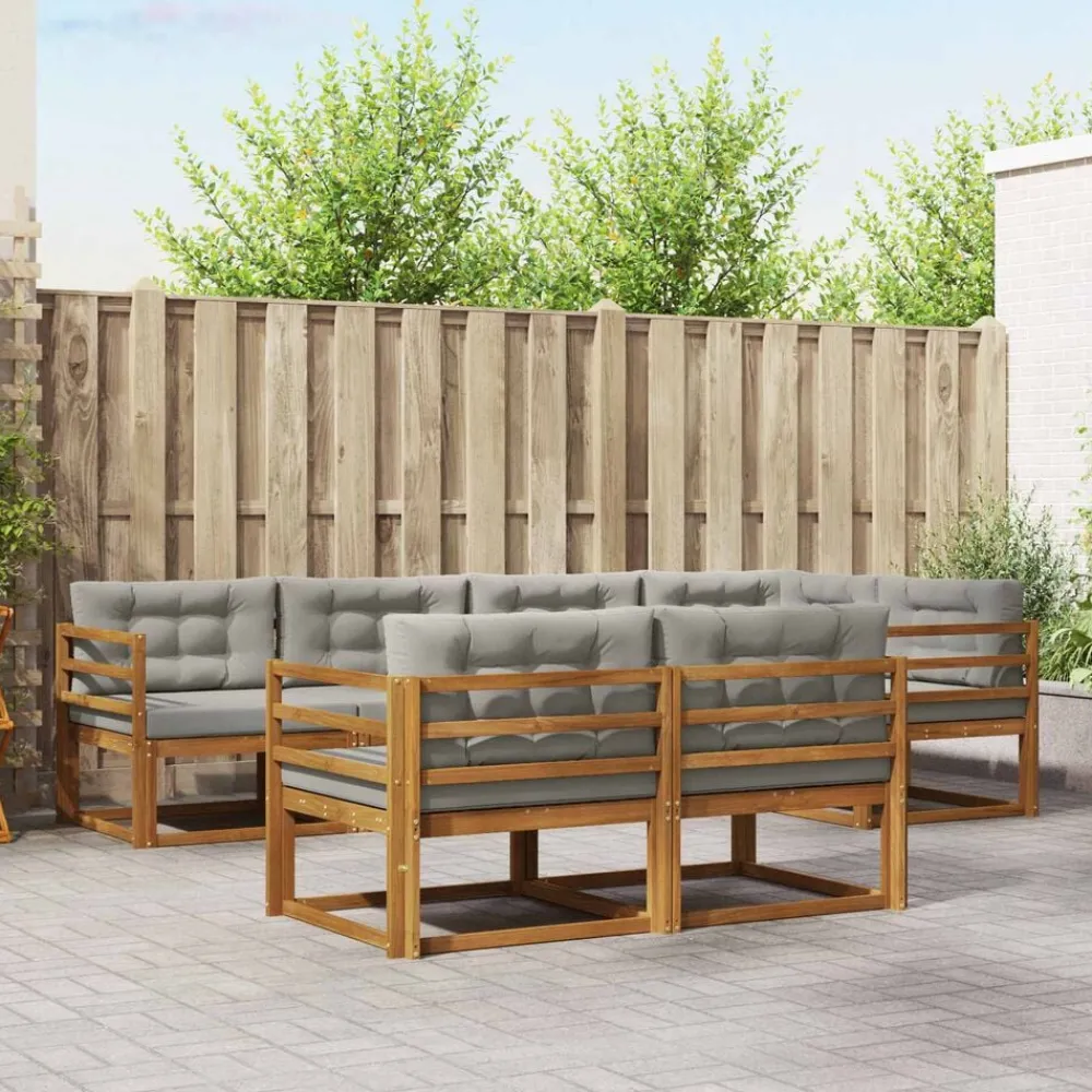 vidaXL Ensemble de canapés d'extérieur 7 pcs Gris Naturel et Clair