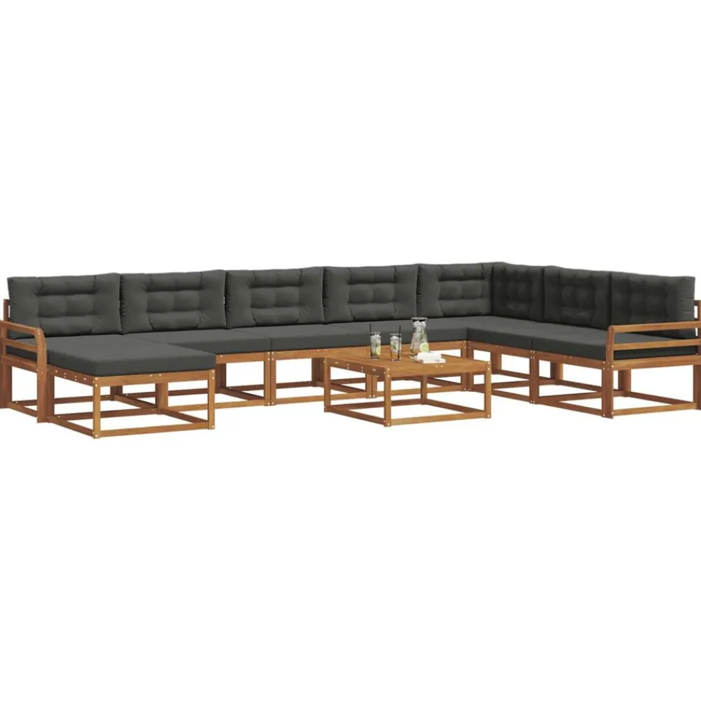 Ensembles De Meubles-vidaXL Ensemble de canapés d'extérieur 9 pcs Naturel et anthracite