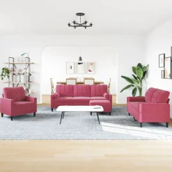 Canapés-vidaXL Ensemble de canapés 4 pcs avec coussins et traversins velours Rouge bordeaux