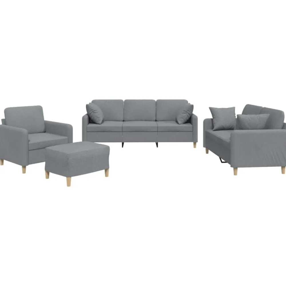 Canapés-vidaXL Ensemble de canapés 4 pcs coussins tissu Gris clair