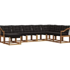 Ensembles De Meubles-vidaXL Ensemble de canapés d'extérieur 8 pcs Naturel et noir