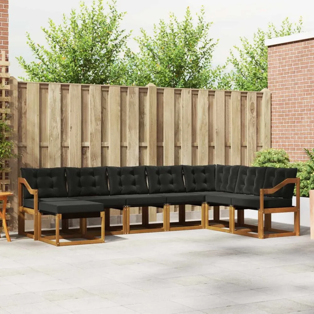 Ensembles De Meubles-vidaXL Ensemble de canapés d'extérieur 8 pcs Naturel et noir
