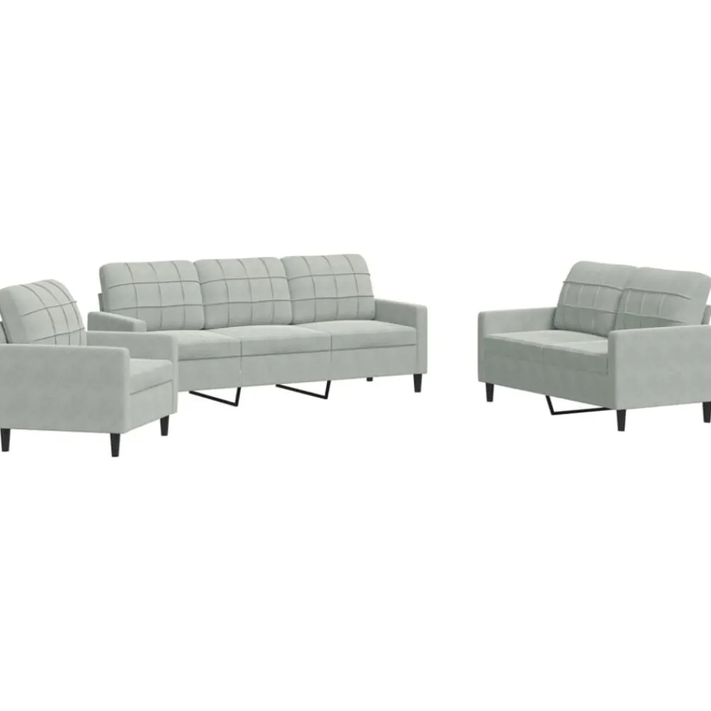Canapés-vidaXL Ensemble de canapés 3 pcs avec coussins Velours Gris clair