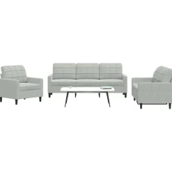 Canapés-vidaXL Ensemble de canapés 3 pcs avec coussins Velours Gris clair