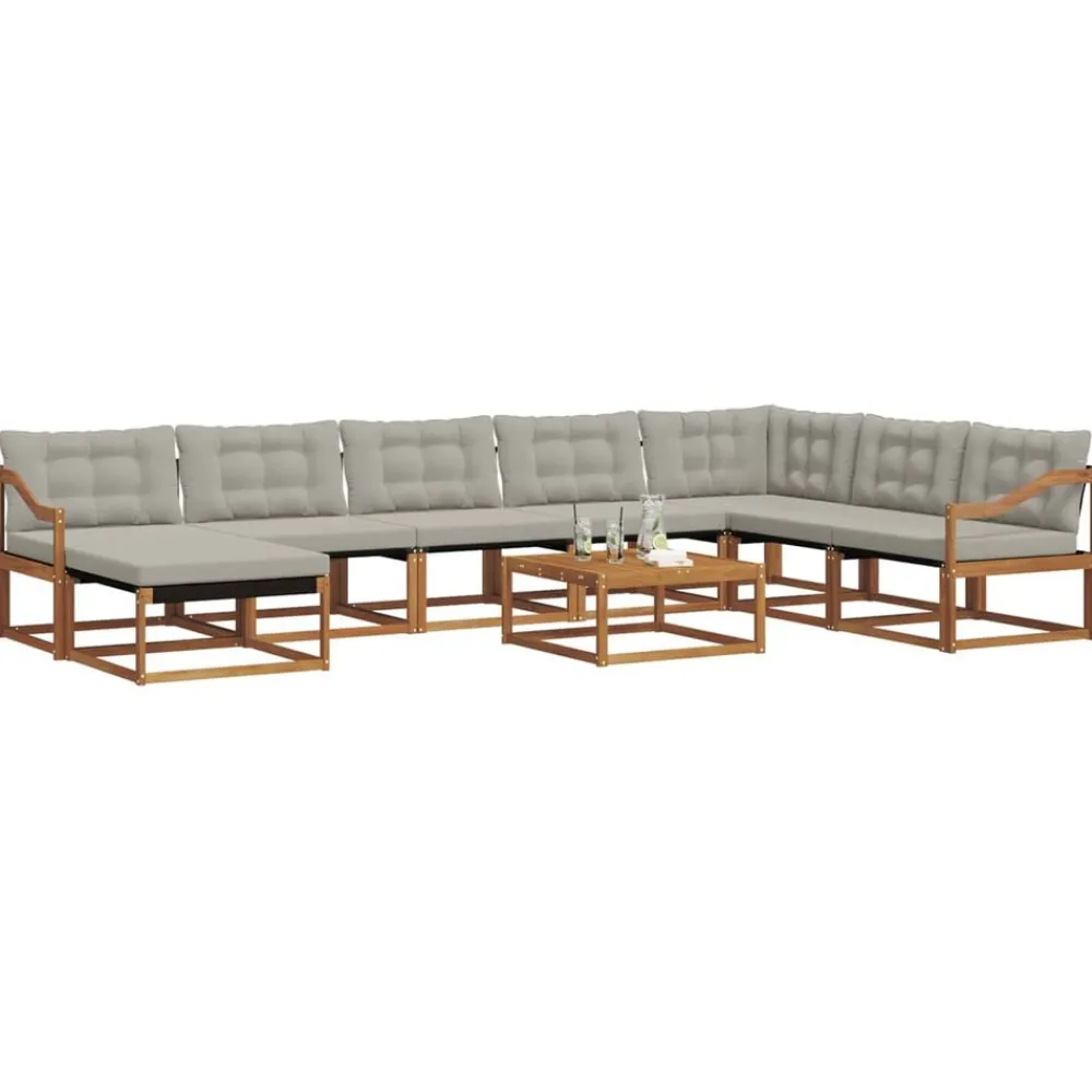 Ensembles De Meubles-vidaXL Ensemble de canapés d'extérieur 9 pcs Gris Naturel et Clair Gris clair et naturel