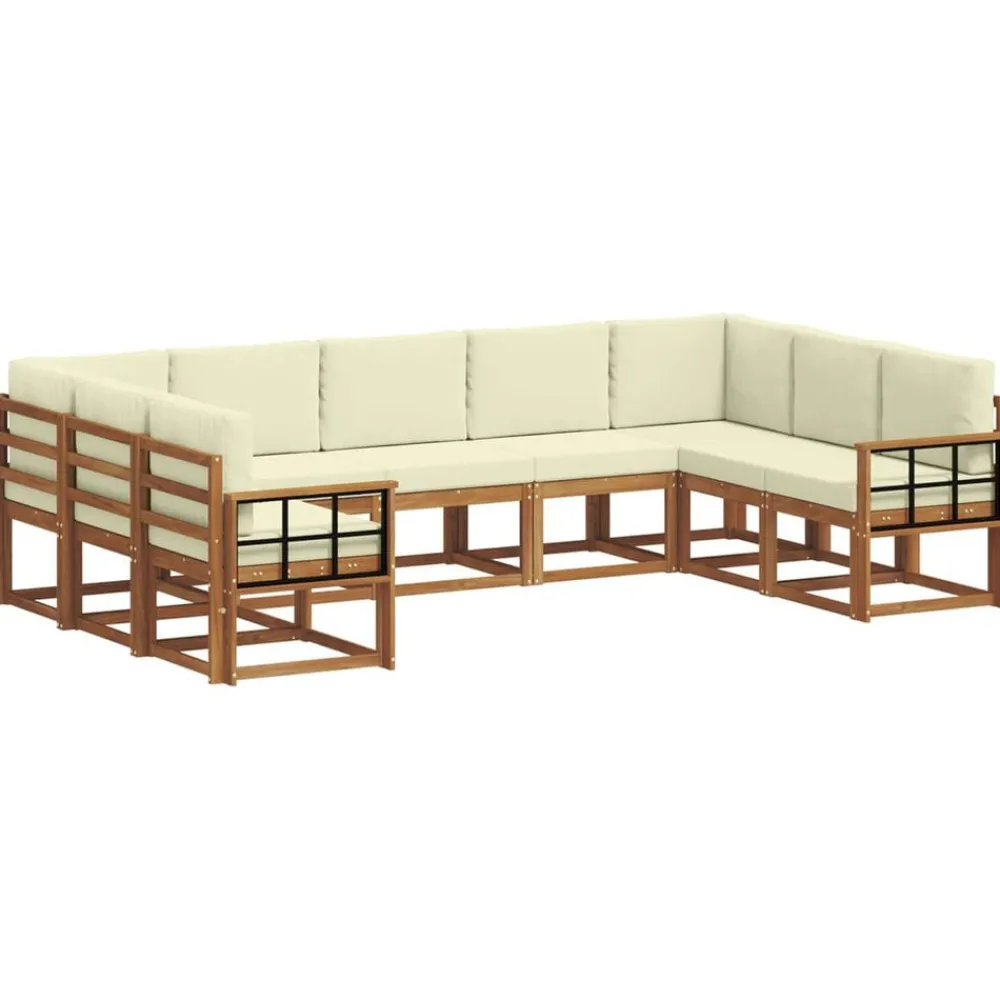 Ensembles De Meubles-vidaXL Ensemble de canapés d'extérieur 9 pcs Naturel et Crème Naturel et crème