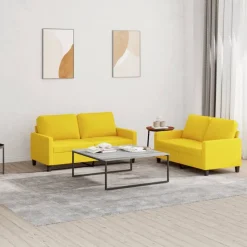 vidaXL Ensemble de canapés 2 pcs avec coussins Tissu