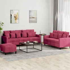 vidaXL Ensemble de canapés 3 pcs avec coussins Velours