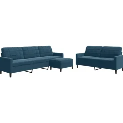 Canapés-vidaXL Ensemble de canapés 3 pcs avec coussins Velours Bleu