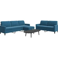 Canapés-vidaXL Ensemble de canapés 3 pcs avec coussins Velours Bleu