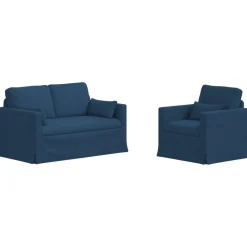 Canapés-vidaXL Ensemble de Canapés 2 pcs 139 x 78 x 80 cm tissu Bleu