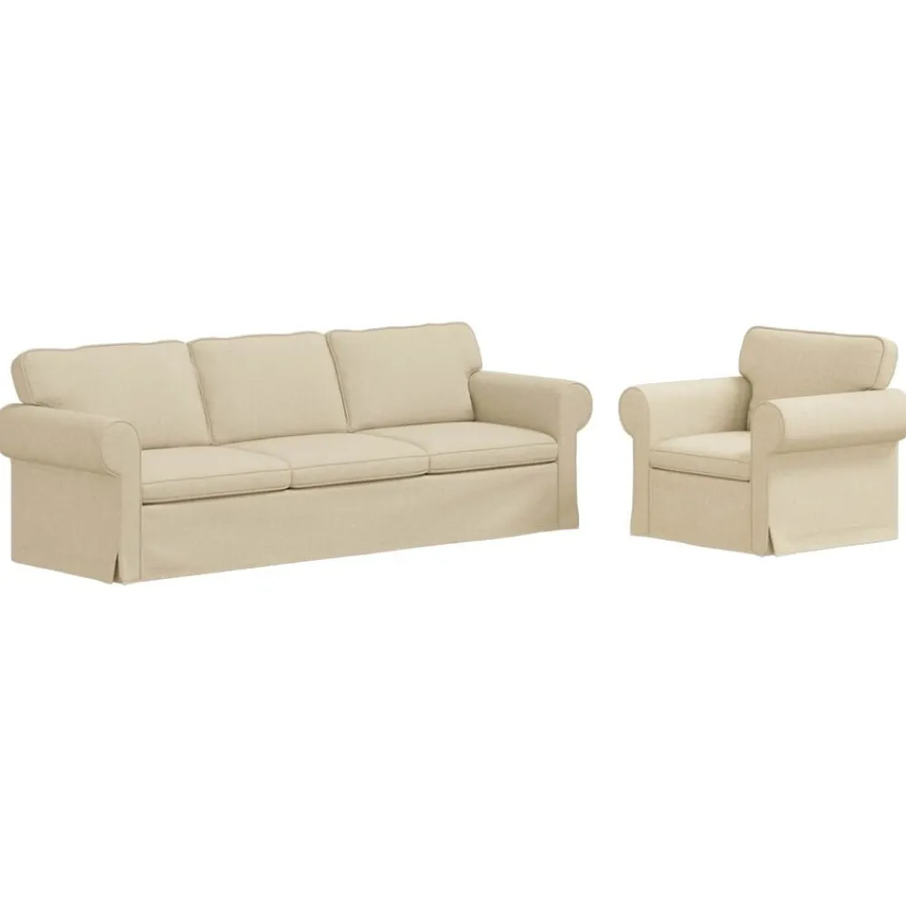 vidaXL Ensemble de Canapés 2 pcs Crème 245 x 82 x 80 cm tissu