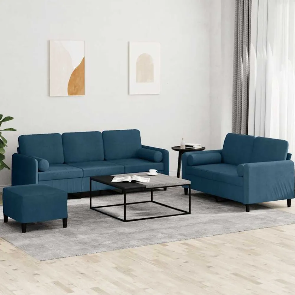 vidaXL Ensemble de canapés 3 pcs avec coussins velours