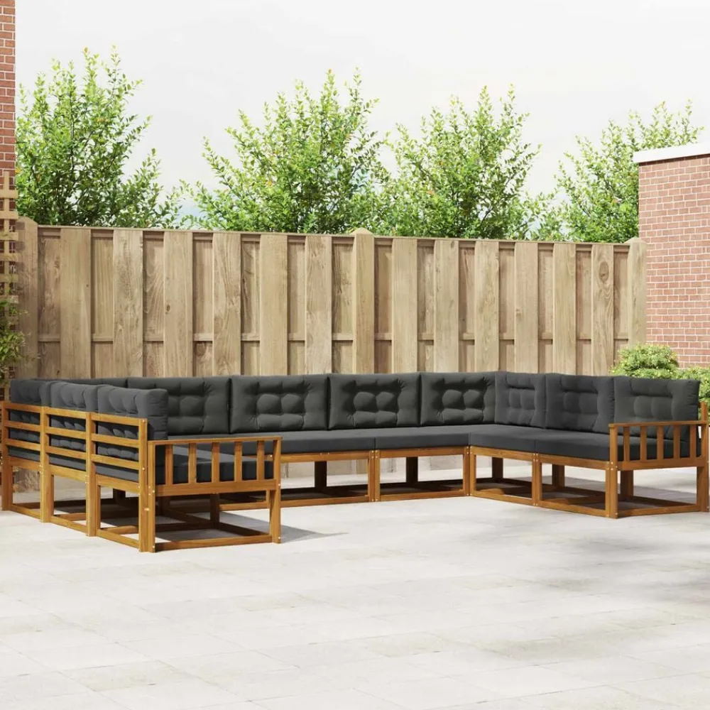 Ensembles De Meubles-vidaXL Ensemble de canapés d'extérieur 9 pcs Naturel et anthracite