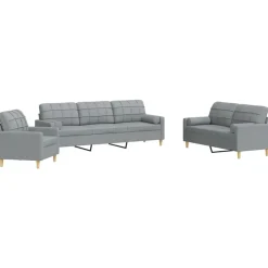 Canapés-vidaXL Ensemble de canapés 3 pcs coussins décoratifs tissu Gris clair