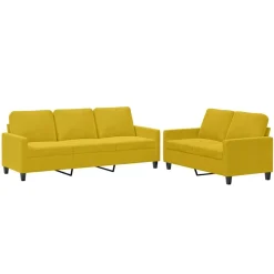 Canapés-vidaXL Ensemble de canapés 2 pcs avec coussins Velours Jaune