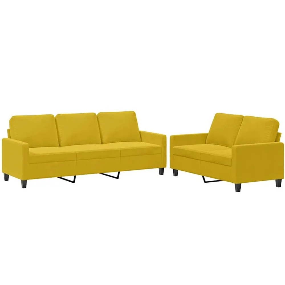 Canapés-vidaXL Ensemble de canapés 2 pcs avec coussins Velours Jaune