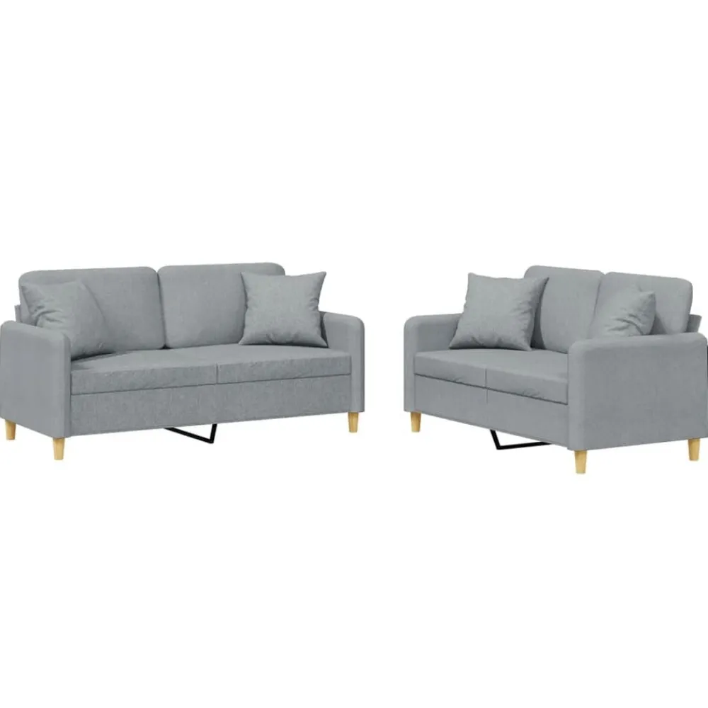 vidaXL Ensemble de canapés 2 pcs coussins tissu
