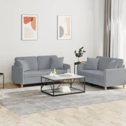 vidaXL Ensemble de canapés 2 pcs coussins tissu