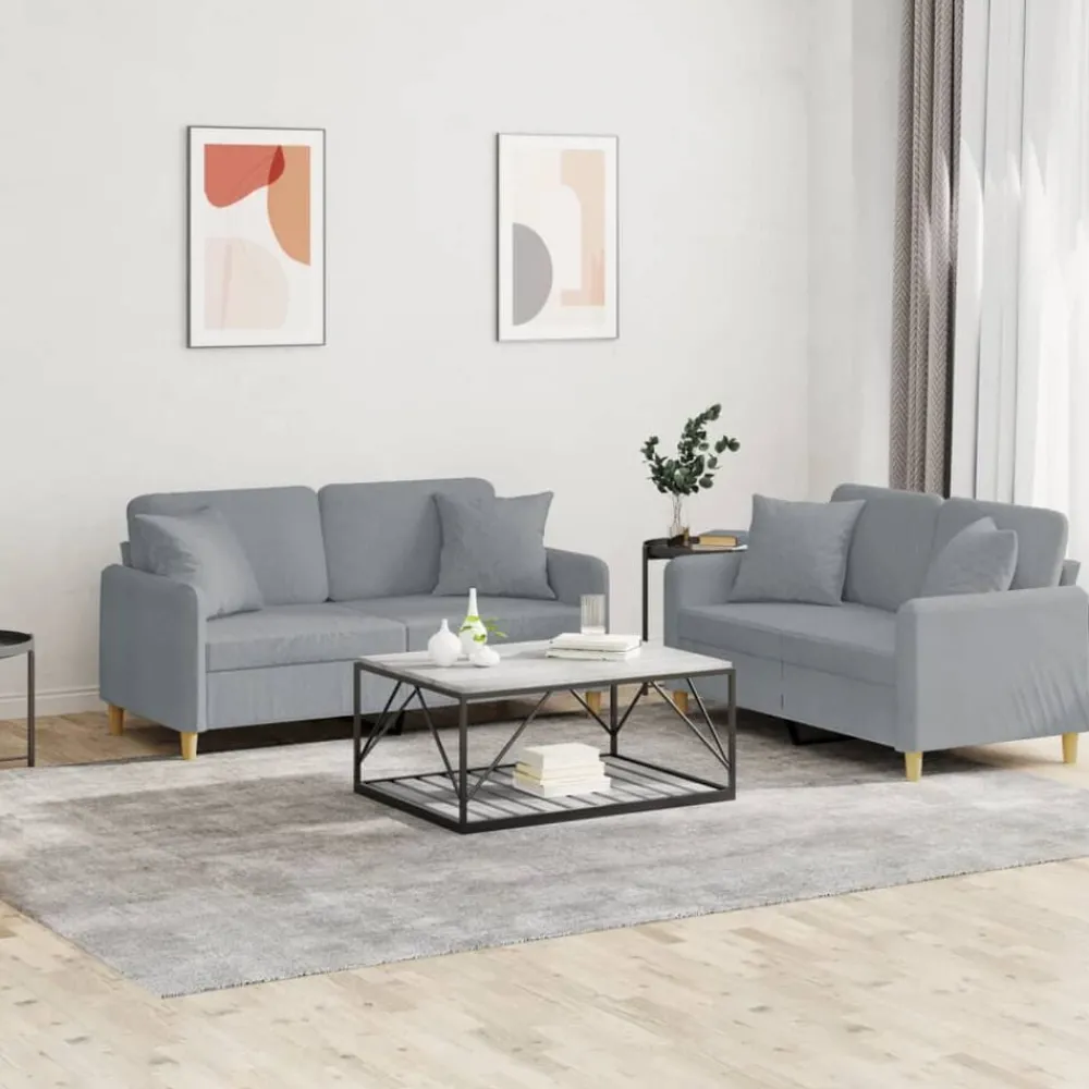 vidaXL Ensemble de canapés 2 pcs coussins tissu