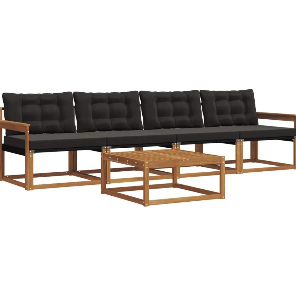 Ensembles De Meubles-vidaXL Ensemble de canapés d'extérieur 5 pcs Naturel et noir