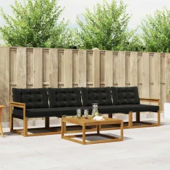 Ensembles De Meubles-vidaXL Ensemble de canapés d'extérieur 5 pcs Naturel et noir