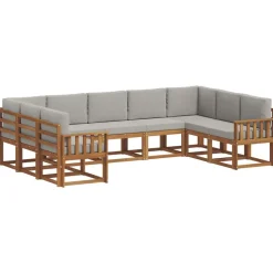 vidaXL Ensemble de canapés d'extérieur 9 pcs Gris Naturel et Clair