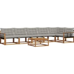 Ensembles De Meubles-vidaXL Ensemble de canapés d'extérieur 7 pcs Gris Naturel et Clair Naturel et gris clair