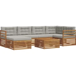 Ensembles De Meubles-vidaXL Ensemble de canapés d'extérieur 7 pcs Gris Naturel et Clair Naturel et gris clair