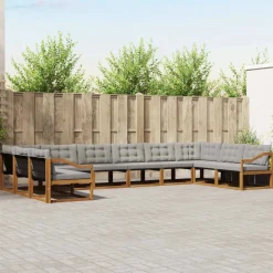 Ensembles De Meubles-vidaXL Ensemble de canapés d'extérieur 10 pcs Gris Naturel et Clair Naturel et gris clair