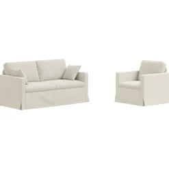 Canapés-vidaXL Ensemble de Canapés 2 pcs Crème 158 x 78 x 80 cm Velours Crème